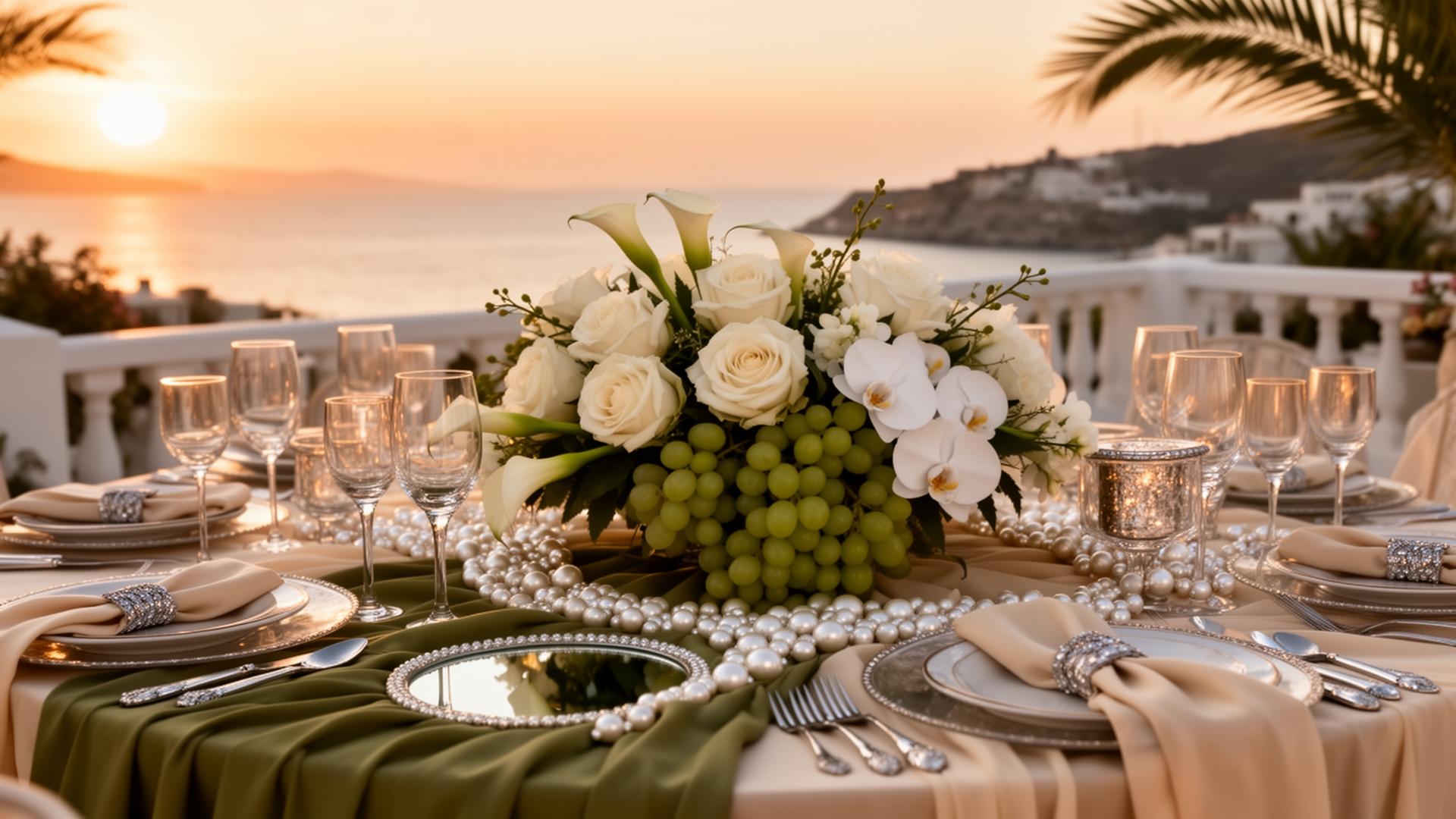 Engagement table setting at sunset
